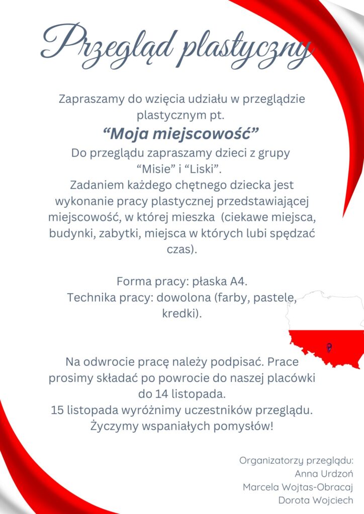 Ogłoszenie dotyczące przeglądu plastycznego dla grup starszych